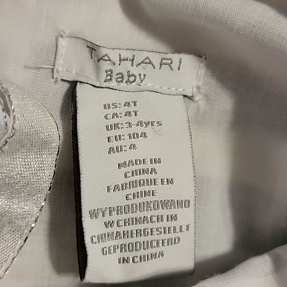 TAHARI BABY BLUE AND WHITE STRIPED SLEEVELESS DRESS WITH BOW, SIZE 4 - Picture 10 of 11